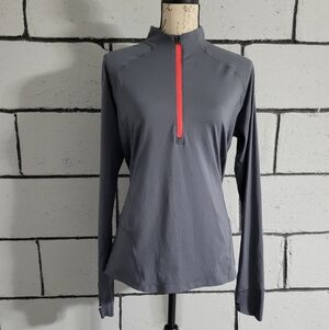 3/$50 SALE! Under Armour Quarter Zip Gray Long Sleeve w/ Neon Pink Zipper Sz L